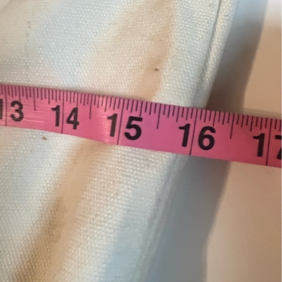 AG Adriano Goldschmied Ivory Canvas Tote Bag w/Burgundy AG Jeans Logo Tote - Picture 4 of 5